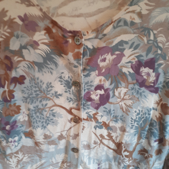 JJill Cardigan Sz XS Silk Blend Floral Print - Picture 2 of 7